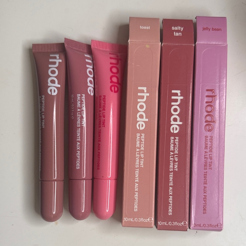 rhode Peptide Lip Tint Trio – salty tan, toast, limited, edition jellybean